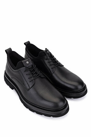 Tamer Tanca Erkek Hakiki Deri Siyah Floter Casual Ayakkabı 998 8115 ERK AYK SK25-26 SIYAH FLTR