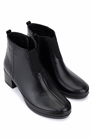 Tamer Tanca Kadın Hakiki Deri Siyah Topuklu Bot 824 640 BN BOT SK25-26 SIYAH CILT