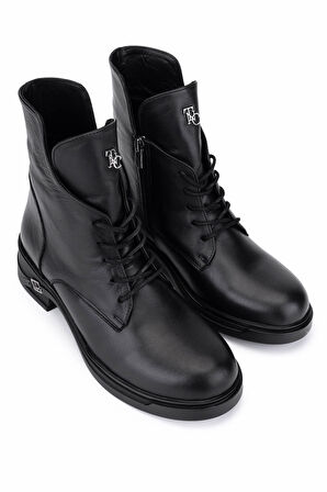 Tamer Tanca Kadın Siyah Deri Casual Bot 1175 6512 BN BOT SK25-26 SIYAH DR