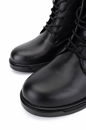 Tamer Tanca Kadın Siyah Deri Casual Bot 1175 6512 BN BOT SK25-26 SIYAH DR