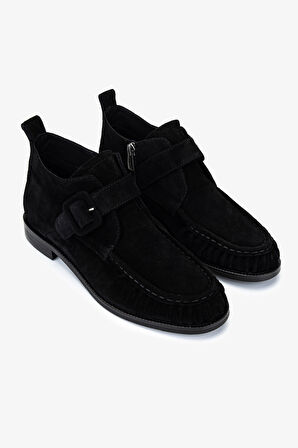 Valmenti Kadın Hakiki Deri Siyah Süet Düz Bot 1167 1014 BN BOT SK25-26 SIYAH SUET