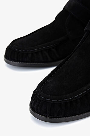 Valmenti Kadın Hakiki Deri Siyah Süet Düz Bot 1167 1014 BN BOT SK25-26 SIYAH SUET