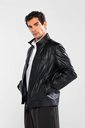 Tamer Tanca Erkek Hakiki Deri Siyah Deri Mont 415 K-133 ERK DERI MONT SIYAH ZIG