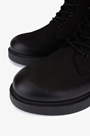 Valmenti Kadın Hakiki Deri Siyah Nubuk Düz Bot 599 2202 BN BOT SK25-26 SIYAH NBK