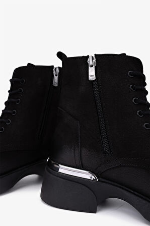 Valmenti Kadın Hakiki Deri Siyah Nubuk Düz Bot 599 2202 BN BOT SK25-26 SIYAH NBK