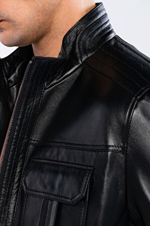 Tamer Tanca Erkek Hakiki Deri Siyah Deri Mont 415 ER-301 ERK DERI MONT SIYAH ZIG