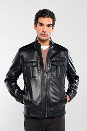 Tamer Tanca Erkek Hakiki Deri Siyah Deri Mont 415 ER-301 ERK DERI MONT SIYAH ZIG