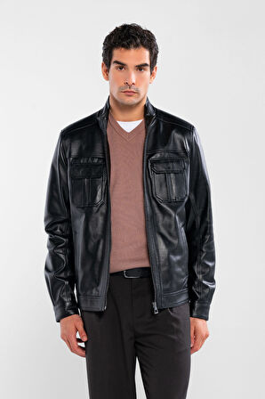 Tamer Tanca Erkek Hakiki Deri Siyah Deri Mont 415 ER-301 ERK DERI MONT SIYAH ZIG