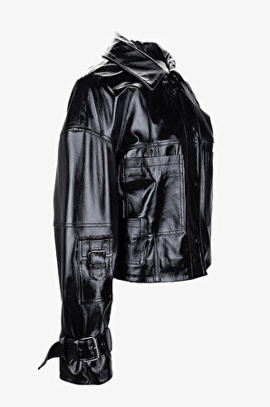 Valmenti Kadın Siyah Deri Mont 616 Z-4043 BN DERIMONT SK25/26 BLACK ZENO ZIG