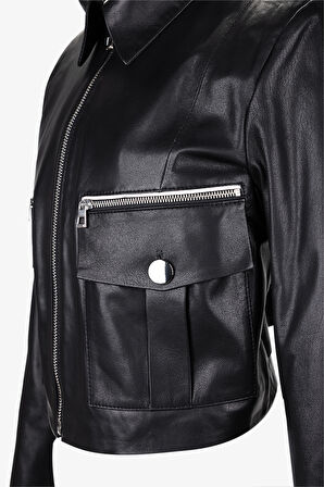 Valmenti Kadın Siyah Deri Mont 616 Z-4110 BN DERIMONT SK25/26 SIYAH PLONJE