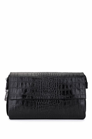 Tamer Tanca Erkek Hakiki Deri Siyah Kroko El Çantası 147 899 ERK CNT SK25-26 SIYAH KROKO