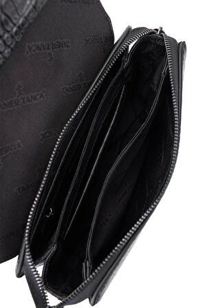 Tamer Tanca Erkek Hakiki Deri Siyah Kroko El Çantası 147 899 ERK CNT SK25-26 SIYAH KROKO