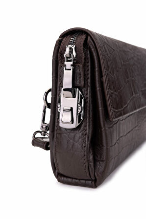 Tamer Tanca Erkek Hakiki Deri Kahverengi Kroko El Çantası 147 899 ERK CNT SK25-26 KAHVE KROKO