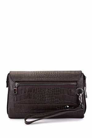 Tamer Tanca Erkek Hakiki Deri Kahverengi Kroko El Çantası 147 899 ERK CNT SK25-26 KAHVE KROKO