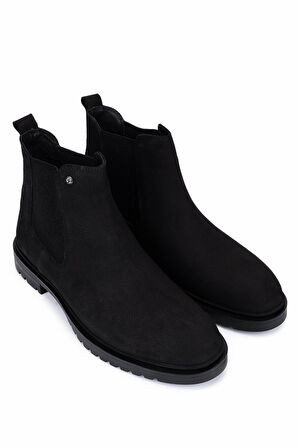 Tamer Tanca Erkek Hakiki Deri Siyah Nubuk Casual Bot 1174 4116 ERK BOT SK25-26 SIYAH NBK