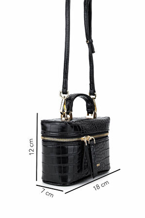 Tamer Tanca Kadın Suni Deri Siyah Kroko El Çantası 1178 4005 BN CNT SK25-26 SIYAH KROKO