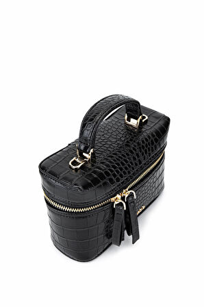 Tamer Tanca Kadın Suni Deri Siyah Kroko El Çantası 1178 4005 BN CNT SK25-26 SIYAH KROKO