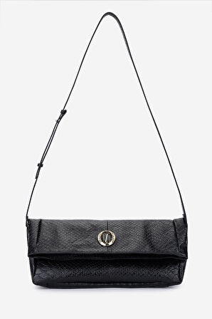 Valmenti Kadın Suni Deri Siyah Yılan Omuz Çanta 1178 4008 BN CNT SK25-26 SYH YLN BSK