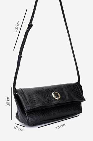 Valmenti Kadın Suni Deri Siyah Yılan Omuz Çanta 1178 4008 BN CNT SK25-26 SYH YLN BSK