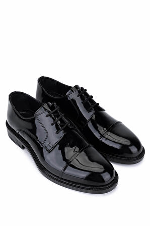 Tamer Tanca Erkek Hakiki Deri Siyah Rugan Klasik Ayakkabı 424 104 ERK AYK SK25-26 SIYAH RGN