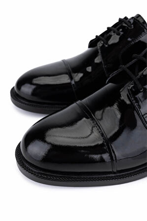 Tamer Tanca Erkek Hakiki Deri Siyah Rugan Klasik Ayakkabı 424 104 ERK AYK SK25-26 SIYAH RGN