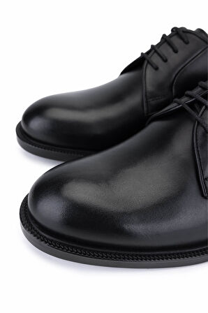 Tamer Tanca Erkek Hakiki Deri Siyah Antik Klasik Ayakkabı 424 101 ERK AYK SK25-26 SIYAH ANTIK