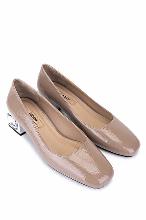 Tamer Tanca Kadın Suni Deri Vizon Rugan Topuklu Ayakkabı 942 430 BN AYK Y25 VIZON KRSK RGN