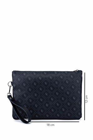 Tamer Tanca Kadın Suni Deri Lacivert Desen Clutch Çanta 743 2337 BN CNT SK25-26 LACI GFRJ