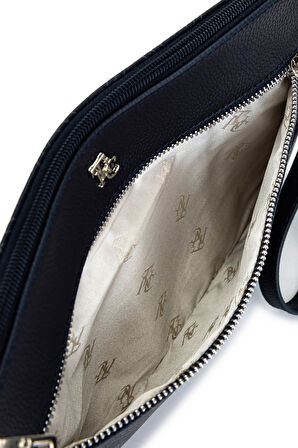 Tamer Tanca Kadın Suni Deri Lacivert Desen Clutch Çanta 743 2337 BN CNT SK25-26 LACI GFRJ