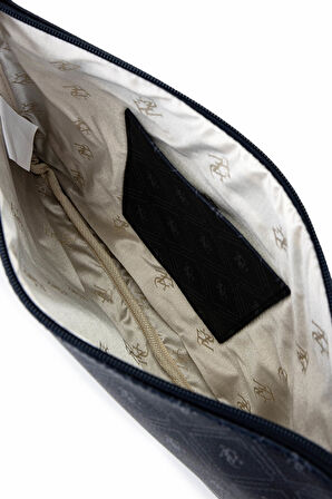 Tamer Tanca Kadın Suni Deri Lacivert Desen Clutch Çanta 743 2337 BN CNT SK25-26 LACI GFRJ