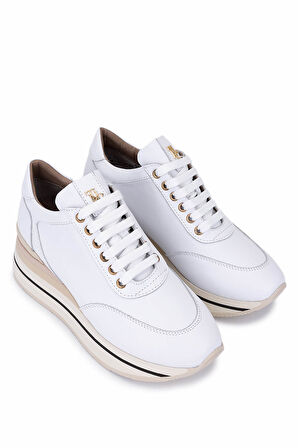 Tamer Tanca Kadın Hakiki Deri Sneakers & Spor Ayakkabı 923 1200 BN AYK Y25 BEYAZ DR/KREM