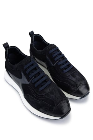 Tamer Tanca Erkek Hakiki Deri Lacivert Süet Sneakers & Spor Ayakkabı 1171 86-24 ERK AYK Y26 LACI SUET