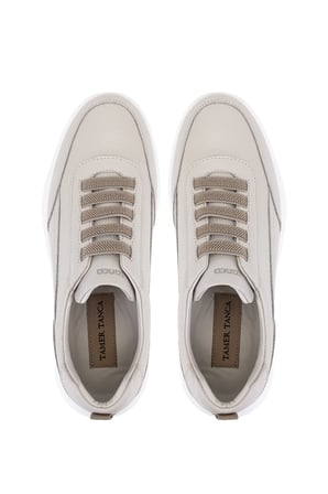 Tamer Tanca Erkek Hakiki Deri Bej Sneakers & Spor Ayakkabı 298 3400-2505 ERK AYK Y26 BEJ GUTI