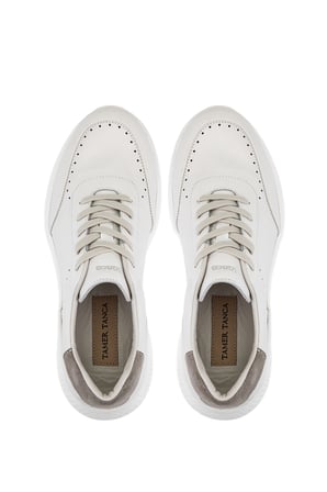 Tamer Tanca Erkek Hakiki Deri Beyaz Sneakers & Spor Ayakkabı 298 3595-3057 ERK AYK Y26 KRK BEYAZ HAVANA