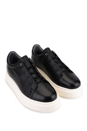 Tamer Tanca Erkek Hakiki Deri Siyah Floter Sneakers & Spor Ayakkabı 04 1144 ERK AYK Y26 SIYAH FLTR