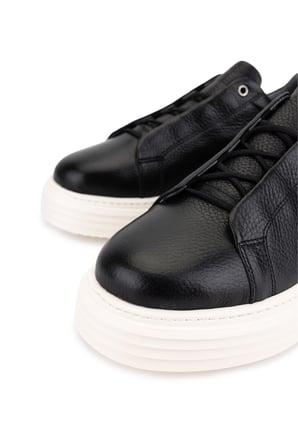 Tamer Tanca Erkek Hakiki Deri Siyah Floter Sneakers & Spor Ayakkabı 04 1144 ERK AYK Y26 SIYAH FLTR