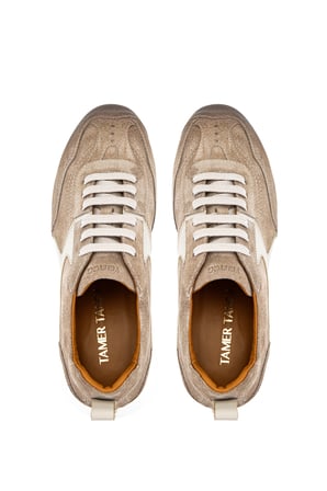 Tamer Tanca Erkek Hakiki Deri Bej Süet Sneakers & Spor Ayakkabı 1171 86-24 ERK AYK Y26 BEJ SUET