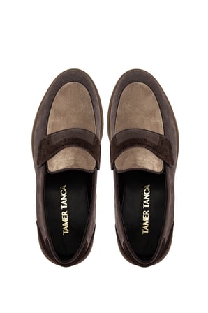 Tamer Tanca Erkek Hakiki Deri Kahverengi Loafer Ayakkabı 1171 295-01 ERK AYK Y26 TAUPE/SIGARO