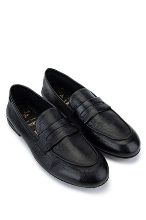 Alexander Hotto Erkek Hakiki Deri Siyah Loafer Ayakkabı 1045 69028 ERK AYK Y26 NERO