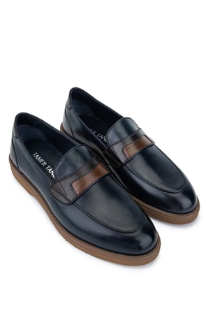 Tamer Tanca Erkek Hakiki Deri Lacivert Loafer Ayakkabı 1171 295-01 ERK AYK Y26 LACI/KHV/TABA DR