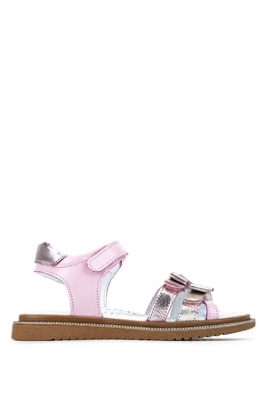 Tamer Tanca Çocuk Hakiki Deri Pembe/Gümüş Düz Sandalet 406 4761 SNDLT 31-36 Y26 PEMBE/GUMUS