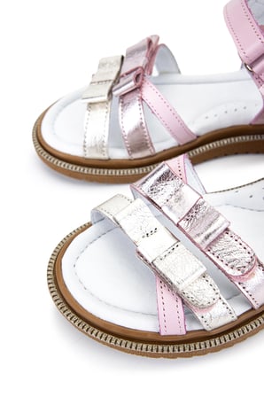 Tamer Tanca Çocuk Hakiki Deri Pembe/Gümüş Düz Sandalet 406 4761 SNDLT 31-36 Y26 PEMBE/GUMUS