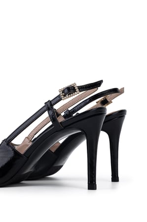 Tamer Tanca Kadın Hakiki Deri Siyah Rugan Topuklu Ayakkabı 1160 26337 BN AYK Y26 SIYAH RGN