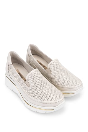 Tamer Tanca Kadın Hakiki Deri Krem Sneakers & Spor Ayakkabı 298 3200 BN AYK Y26 KREMA PEN
