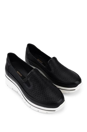 Tamer Tanca Hakiki Deri Kadın Siyah Sneakers & Spor Ayakkabı 298 3200 BN AYK Y26 SYH/SYH BSK