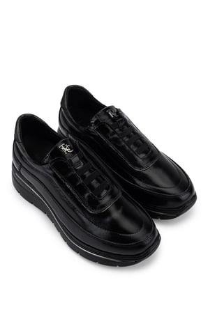 Tamer Tanca Kadın Hakiki Deri Siyah Kırışık Rugan Sneakers & Spor Ayakkabı 298 3215 BN AYK Y26 SIYAH KRSK RGN