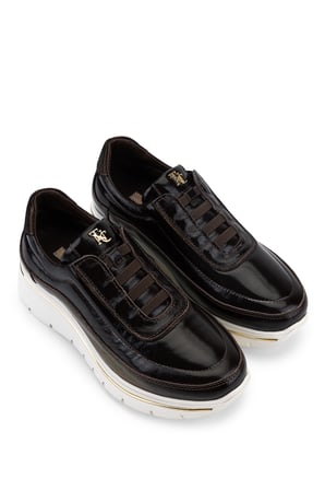 Tamer Tanca Kadın Hakiki Deri Kahverengi Rugan Sneakers & Spor Ayakkabı 298 3215 BN AYK Y26 KAHVE KRSK RGN