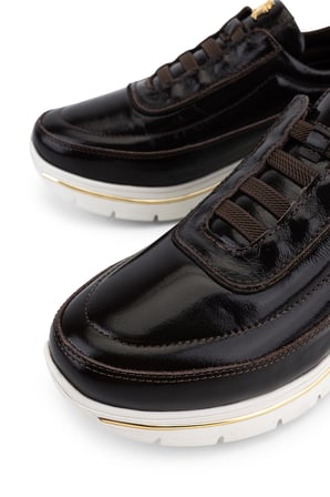 Tamer Tanca Kadın Hakiki Deri Kahverengi Rugan Sneakers & Spor Ayakkabı 298 3215 BN AYK Y26 KAHVE KRSK RGN