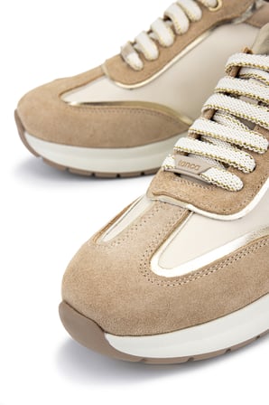 Tamer Tanca Kadın Hakiki Deri Pudra Sneakers & Spor Ayakkabı 298 7095 BN AYK Y26 PDR SUET/BEJ/GOLD