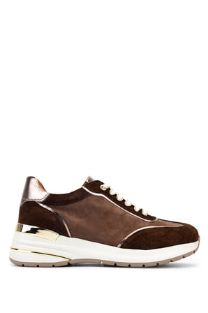 Tamer Tanca Kadın Hakiki Deri Kahve Sneakers & Spor Ayakkabı 298 7095 BN AYK Y26 KHV SUET/KHV NBK/BRNZ